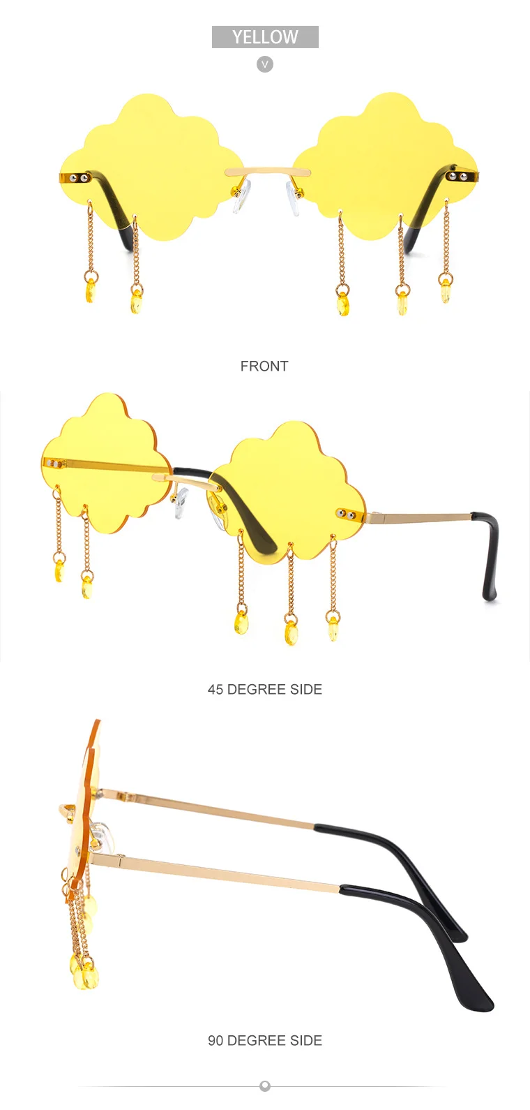 Black PC Novelty Cloud Sunglasses with Liquid Pendant - Funny Ocean片 Party Sun Glasses - Details 18