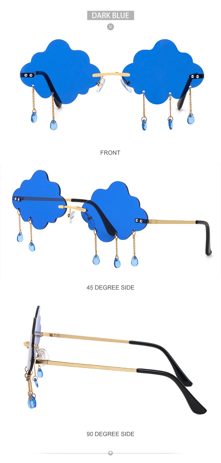 Black PC Novelty Cloud Sunglasses with Liquid Pendant - Funny Ocean片 Party Sun Glasses - Details 19