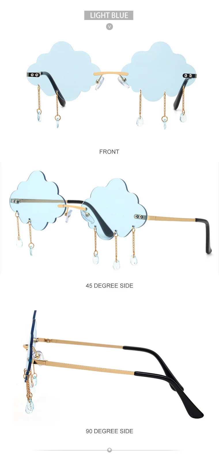 Black PC Novelty Cloud Sunglasses with Liquid Pendant - Funny Ocean片 Party Sun Glasses - Details 21