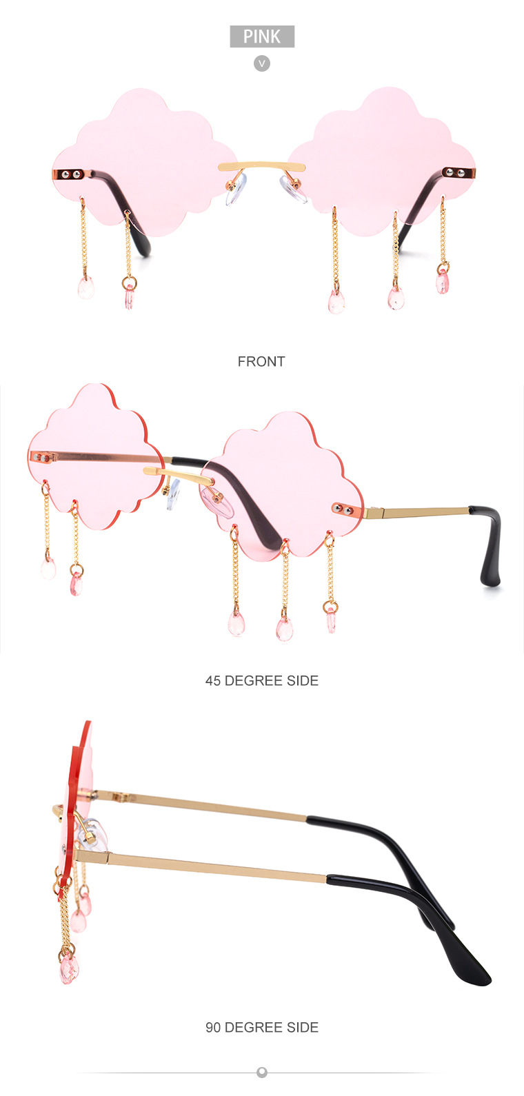 Black PC Novelty Cloud Sunglasses with Liquid Pendant - Funny Ocean片 Party Sun Glasses - Details 22