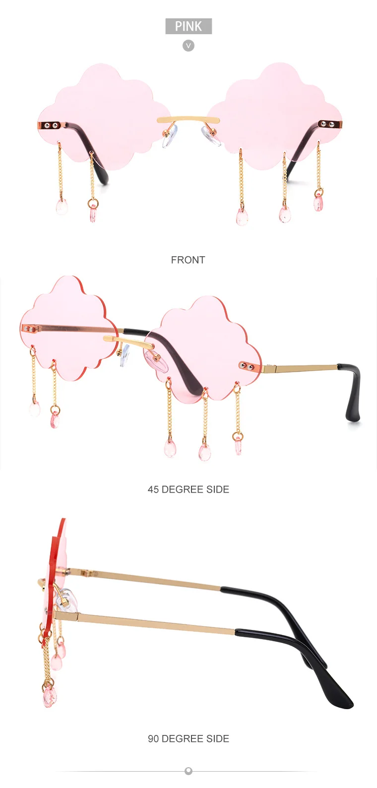 Black PC Novelty Cloud Sunglasses with Liquid Pendant - Funny Ocean片 Party Sun Glasses - Details 22