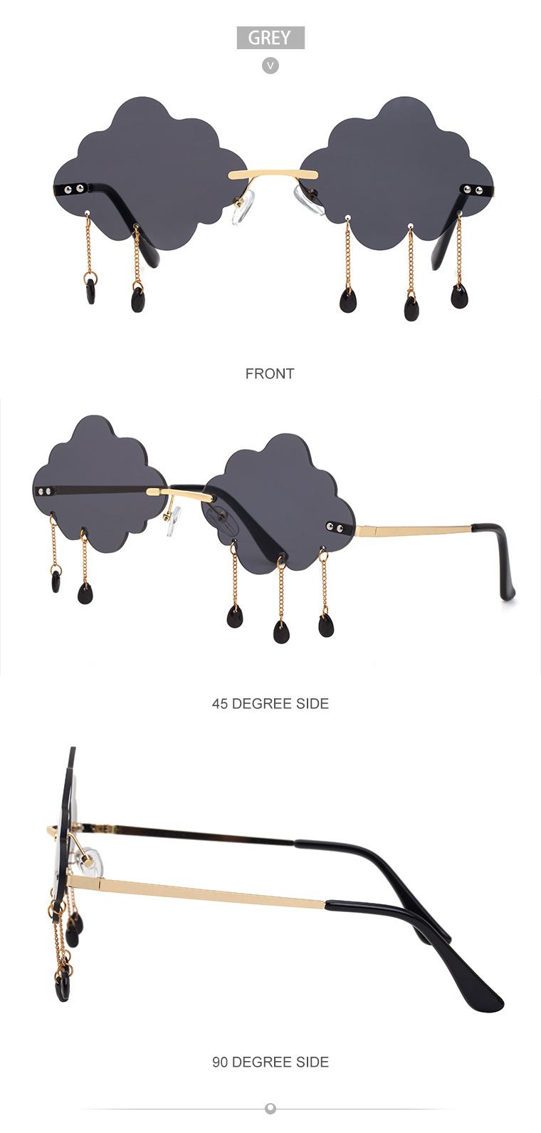 Black PC Novelty Cloud Sunglasses with Liquid Pendant - Funny Ocean片 Party Sun Glasses - Details 23