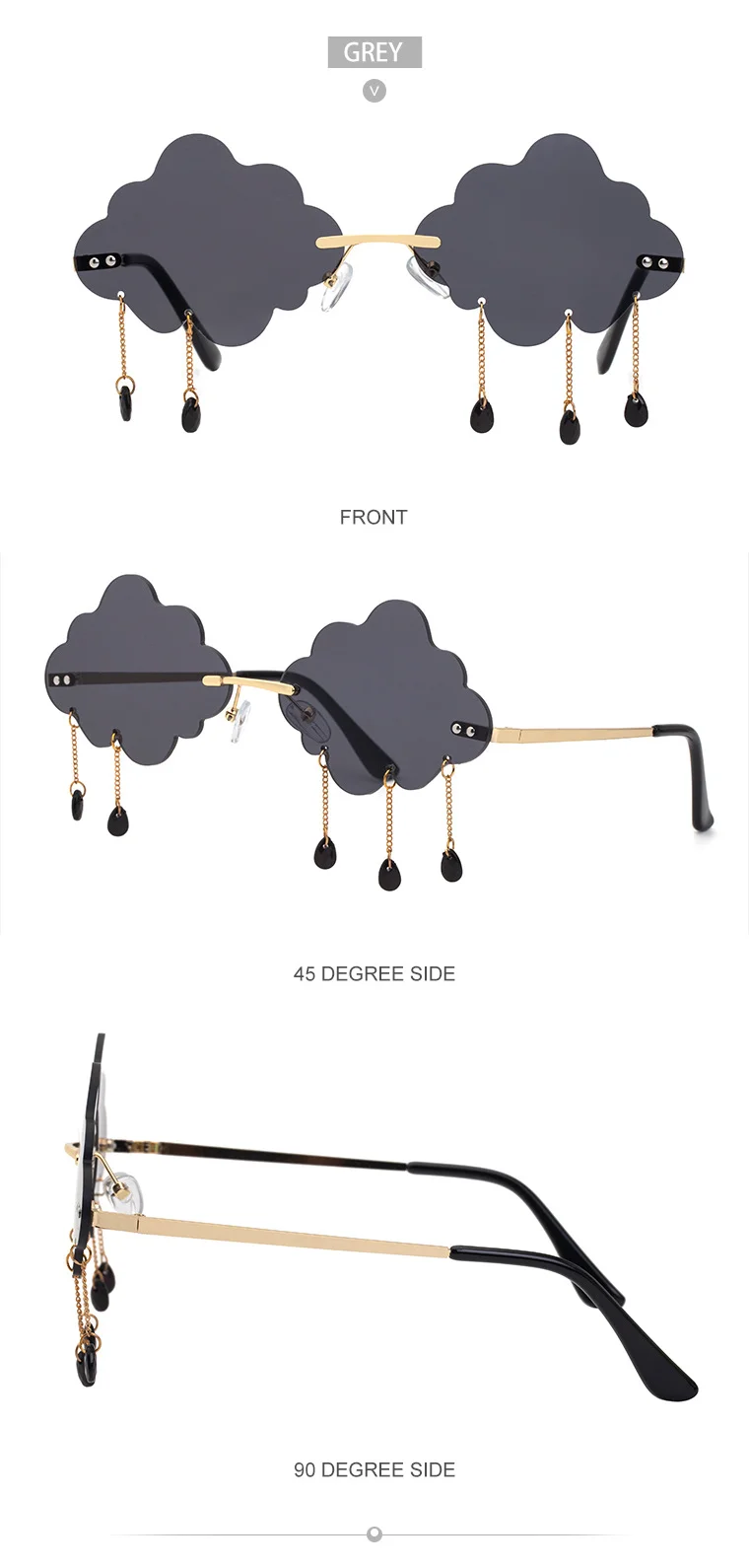 Black PC Novelty Cloud Sunglasses with Liquid Pendant - Funny Ocean片 Party Sun Glasses - Details 23