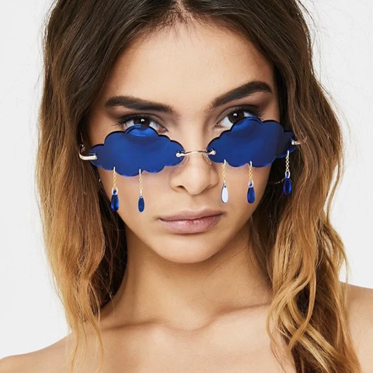 Novelty Cloud Sunglasses with Liquid Pendant - Funny Ocean片 Party Sun Glasses