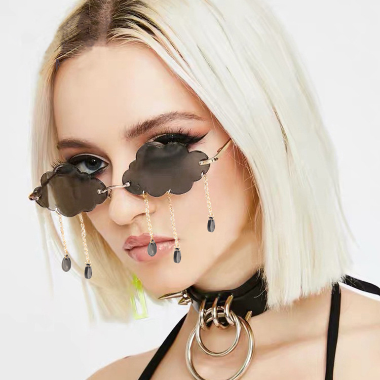 Black PC Novelty Cloud Sunglasses with Liquid Pendant - Funny Ocean片 Party Sun Glasses - View 2