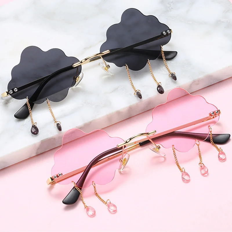 Black PC Novelty Cloud Sunglasses with Liquid Pendant - Funny Ocean片 Party Sun Glasses - View 3