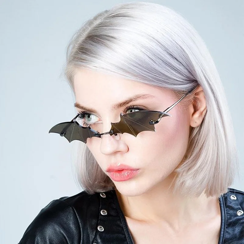 Novelty Bat Shaped Sunglasses Women - Funny Small Frame Party Streetwear Shades