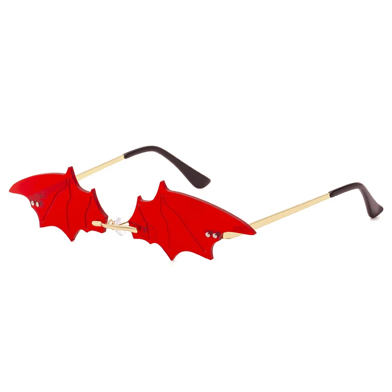 Black PC Novelty Bat Shaped Sunglasses Women - Funny Small Frame Party Streetwear Shades - View 3