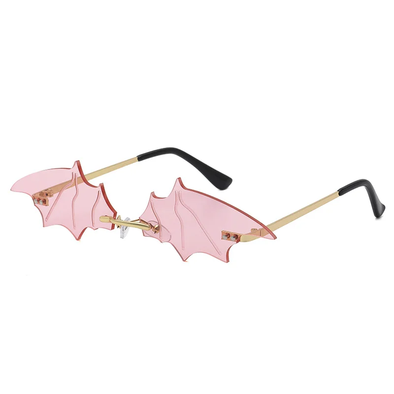 Black PC Novelty Bat Shaped Sunglasses Women - Funny Small Frame Party Streetwear Shades - View 4