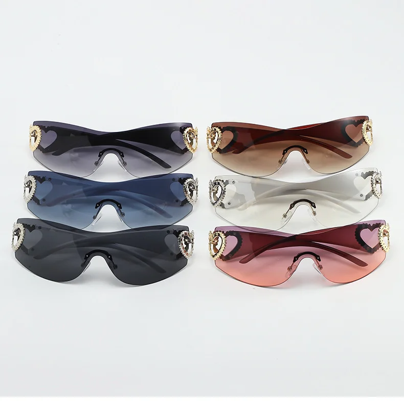 Frameless Double Heart Sunglasses - Trendy UV Protection / $2.69 per pair (Wholesale Price)
