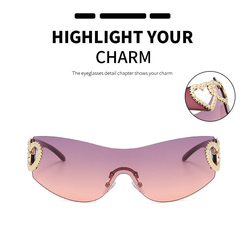 Multiple colors available Frameless Frameless Double Heart Sunglasses - Trendy UV Protection / $2.69 per pair (Wholesale Price) - View 2