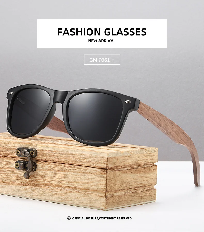 Walnut Walnut Wood + Polarized Lens Premium Walnut Wood Sunglasses – Polarized Bamboo Frames with a Vintage European Flair - Details 1