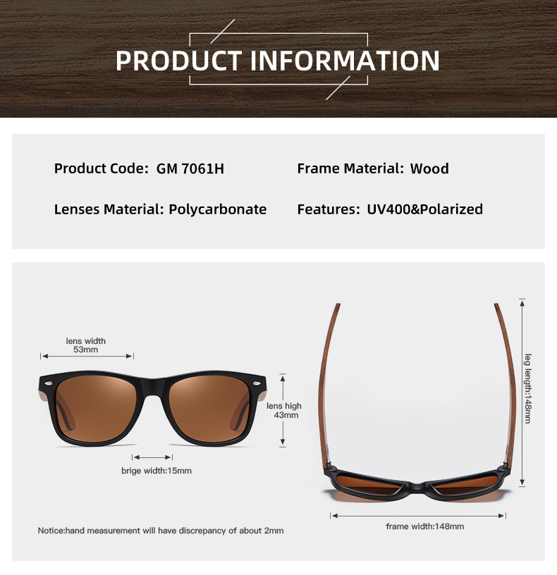 Walnut Walnut Wood + Polarized Lens Premium Walnut Wood Sunglasses – Polarized Bamboo Frames with a Vintage European Flair - Details 4