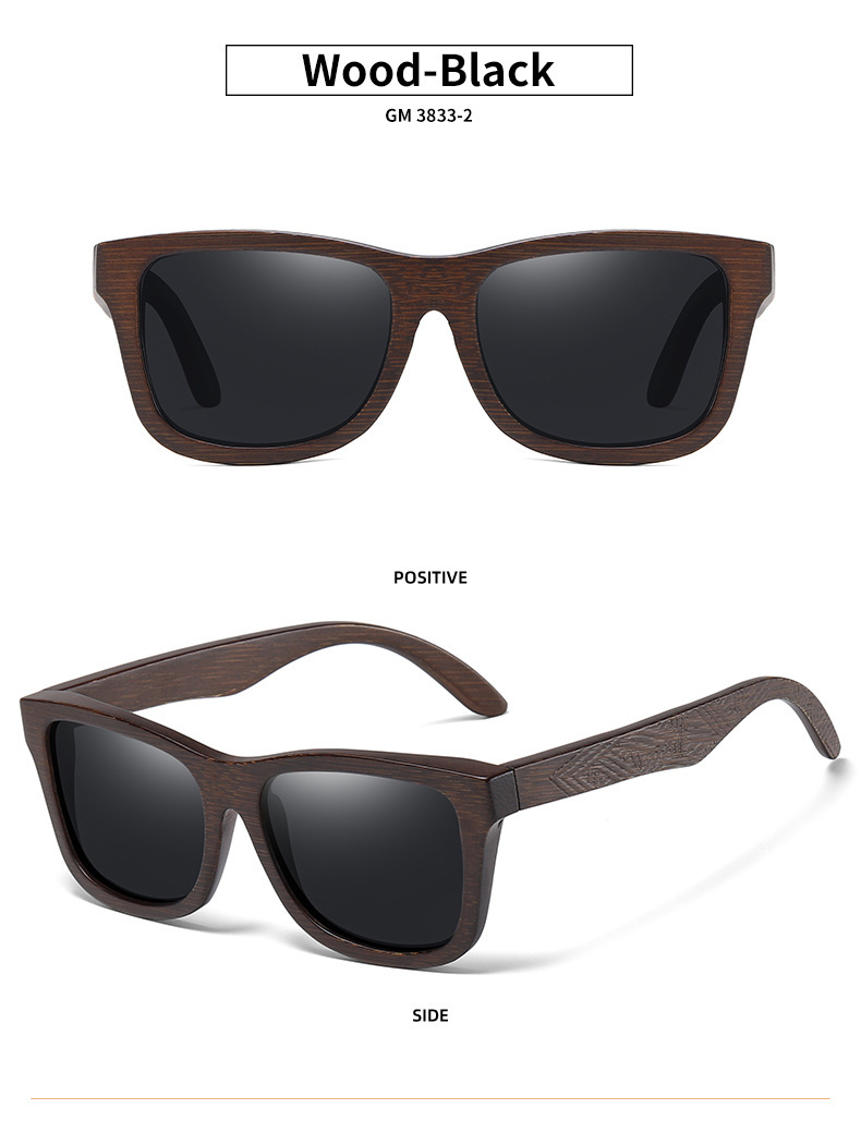 Black, White, Red, Yellow, Blue Bamboo Wood + PC New Retro Wooden Fashion Sunglasses for Men – Bamboo Wood Frame Polarized Eyewear - Details 9