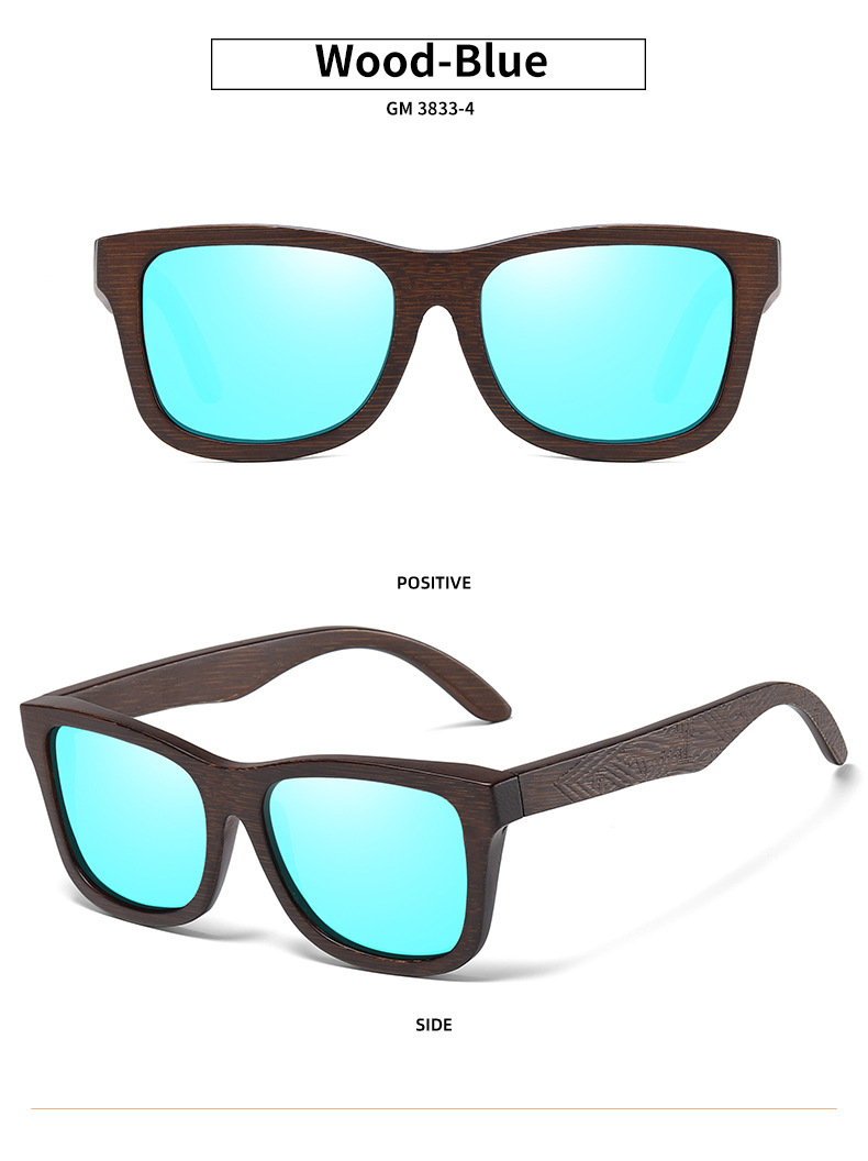Black, White, Red, Yellow, Blue Bamboo Wood + PC New Retro Wooden Fashion Sunglasses for Men – Bamboo Wood Frame Polarized Eyewear - Details 11
