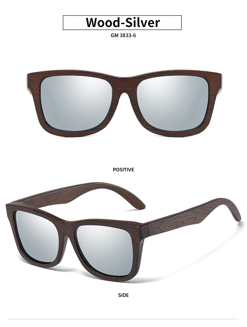 Black, White, Red, Yellow, Blue Bamboo Wood + PC New Retro Wooden Fashion Sunglasses for Men – Bamboo Wood Frame Polarized Eyewear - Details 13