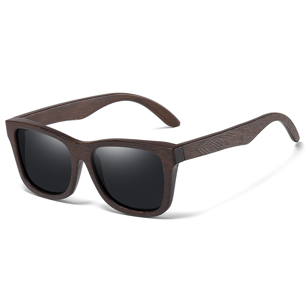 Black, White, Red, Yellow, Blue Bamboo Wood + PC New Retro Wooden Fashion Sunglasses for Men – Bamboo Wood Frame Polarized Eyewear - View 1