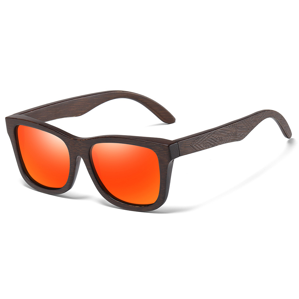 Black, White, Red, Yellow, Blue Bamboo Wood + PC New Retro Wooden Fashion Sunglasses for Men – Bamboo Wood Frame Polarized Eyewear - View 3