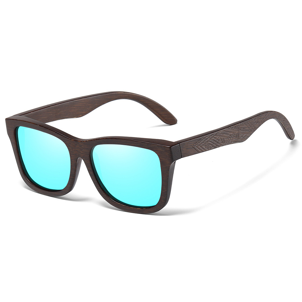 Black, White, Red, Yellow, Blue Bamboo Wood + PC New Retro Wooden Fashion Sunglasses for Men – Bamboo Wood Frame Polarized Eyewear - View 4