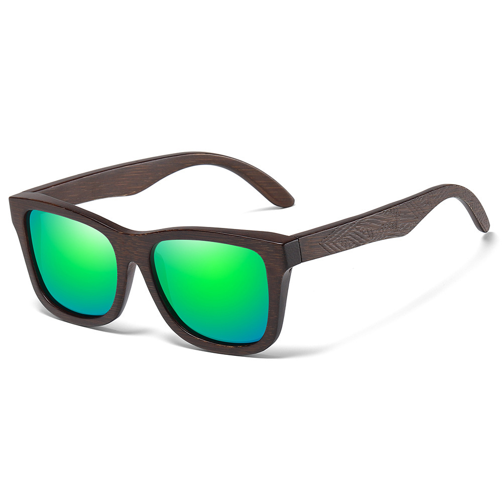 Black, White, Red, Yellow, Blue Bamboo Wood + PC New Retro Wooden Fashion Sunglasses for Men – Bamboo Wood Frame Polarized Eyewear - View 5