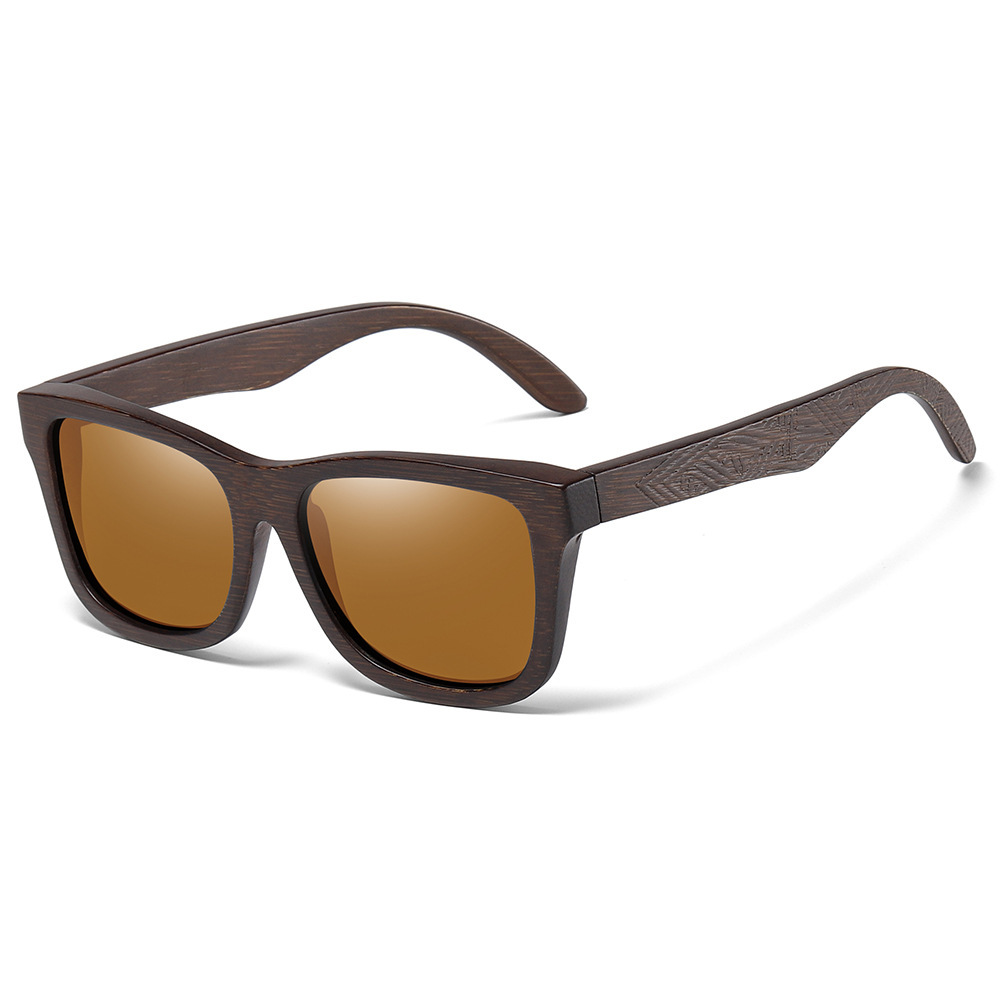 Black, White, Red, Yellow, Blue Bamboo Wood + PC New Retro Wooden Fashion Sunglasses for Men – Bamboo Wood Frame Polarized Eyewear - View 6