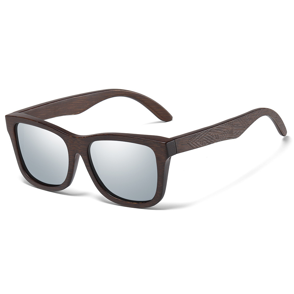 Black, White, Red, Yellow, Blue Bamboo Wood + PC New Retro Wooden Fashion Sunglasses for Men – Bamboo Wood Frame Polarized Eyewear - View 7