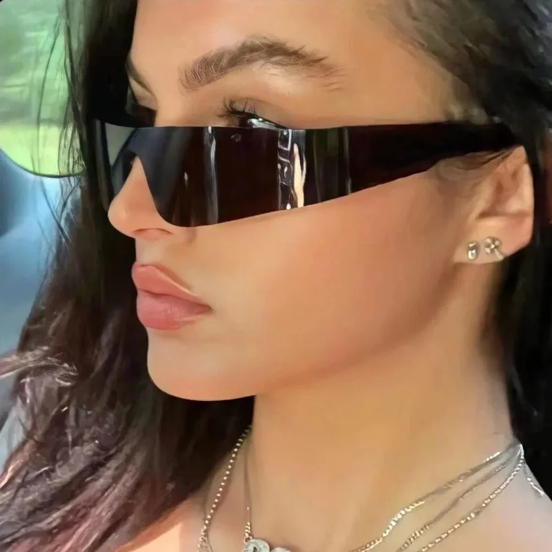 Multiple colors available One-Piece Punk Tech Sunglasses - Futuristic UV Protection for Party Style / $1.55 per pair (Wholesale Price) - View 2