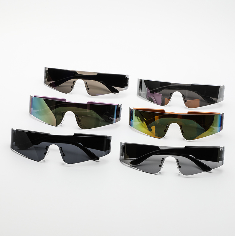 Multiple colors available One-Piece Punk Tech Sunglasses - Futuristic UV Protection for Party Style / $1.55 per pair (Wholesale Price) - Details 1