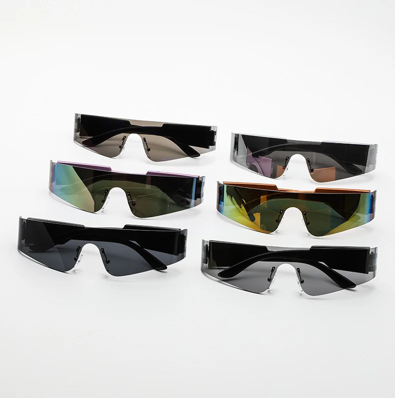Multiple colors available One-Piece Punk Tech Sunglasses - Futuristic UV Protection for Party Style / $1.55 per pair (Wholesale Price) - Details 1