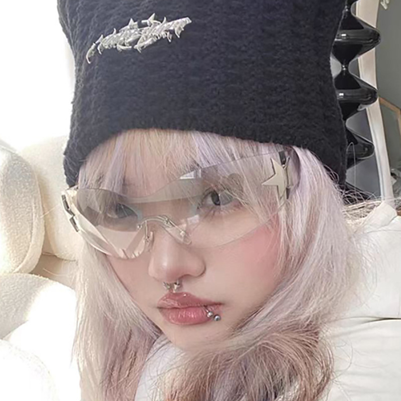 Multiple colors available One-Piece Star-Shaped Retro Sunglasses - Oversized Unisex Glasses / $1.97 per pair (Wholesale Price) - View 2