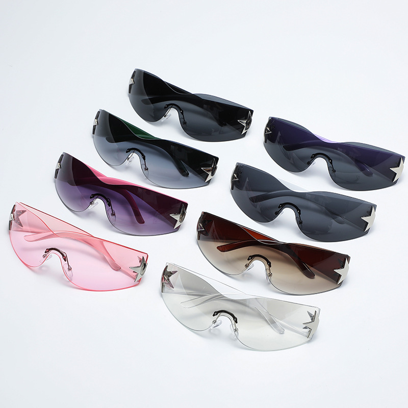 Multiple colors available One-Piece Star-Shaped Retro Sunglasses - Oversized Unisex Glasses / $1.97 per pair (Wholesale Price) - View 3