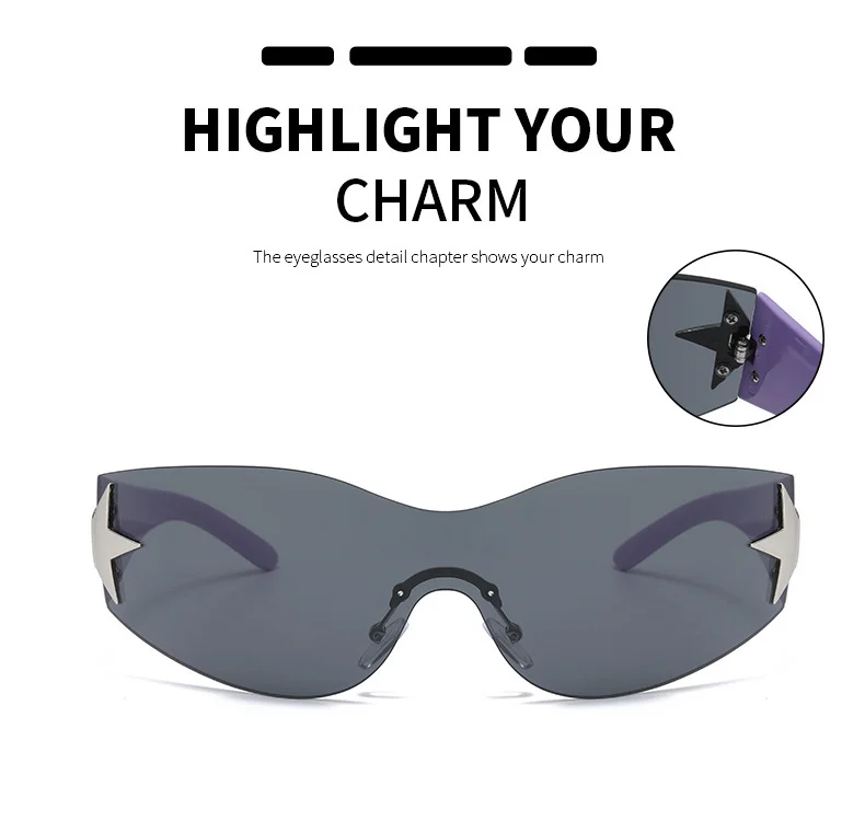 Multiple colors available One-Piece Star-Shaped Retro Sunglasses - Oversized Unisex Glasses / $1.97 per pair (Wholesale Price) - View 4
