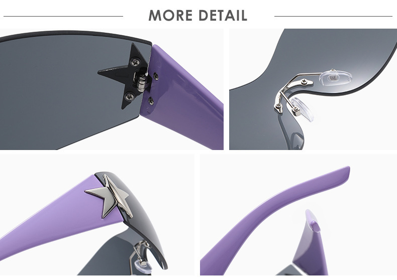 Multiple colors available One-Piece Star-Shaped Retro Sunglasses - Oversized Unisex Glasses / $1.97 per pair (Wholesale Price) - Details 2