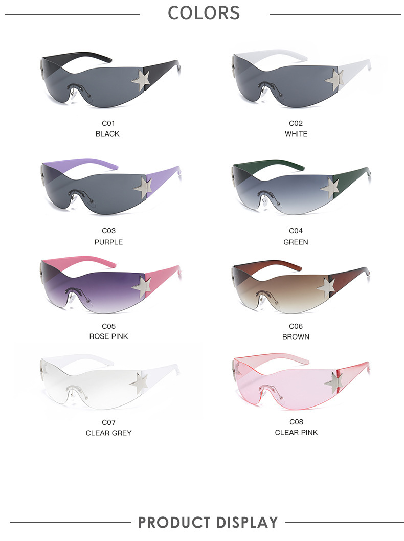 Multiple colors available One-Piece Star-Shaped Retro Sunglasses - Oversized Unisex Glasses / $1.97 per pair (Wholesale Price) - Details 3