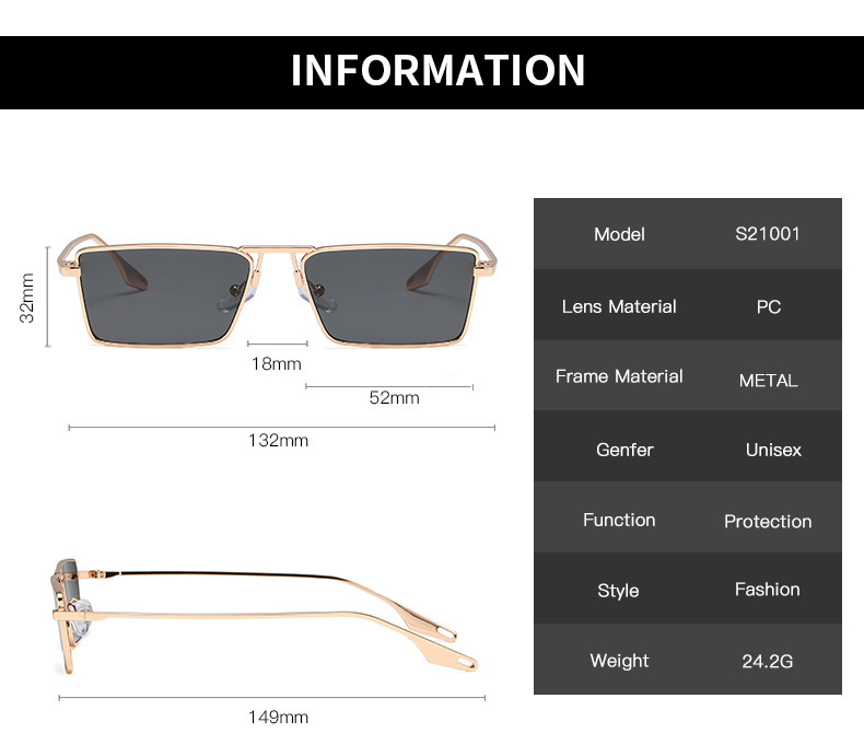 Multiple colors available PC Retro Square Sunglasses - Korean Style Aviator Glasses / $2.38 per pair (Wholesale Price) - View 4