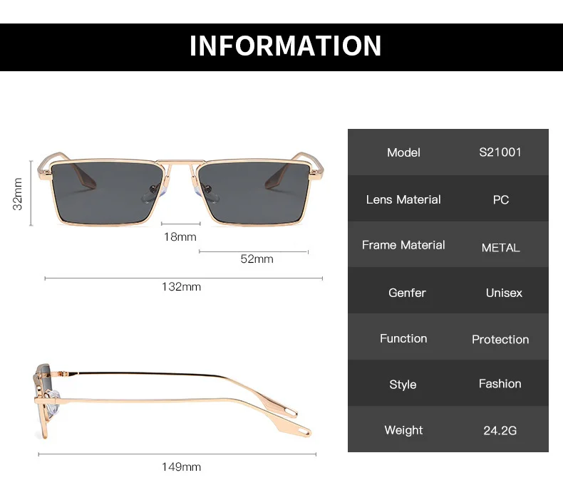 Multiple colors available PC Retro Square Sunglasses - Korean Style Aviator Glasses / $2.38 per pair (Wholesale Price) - View 4