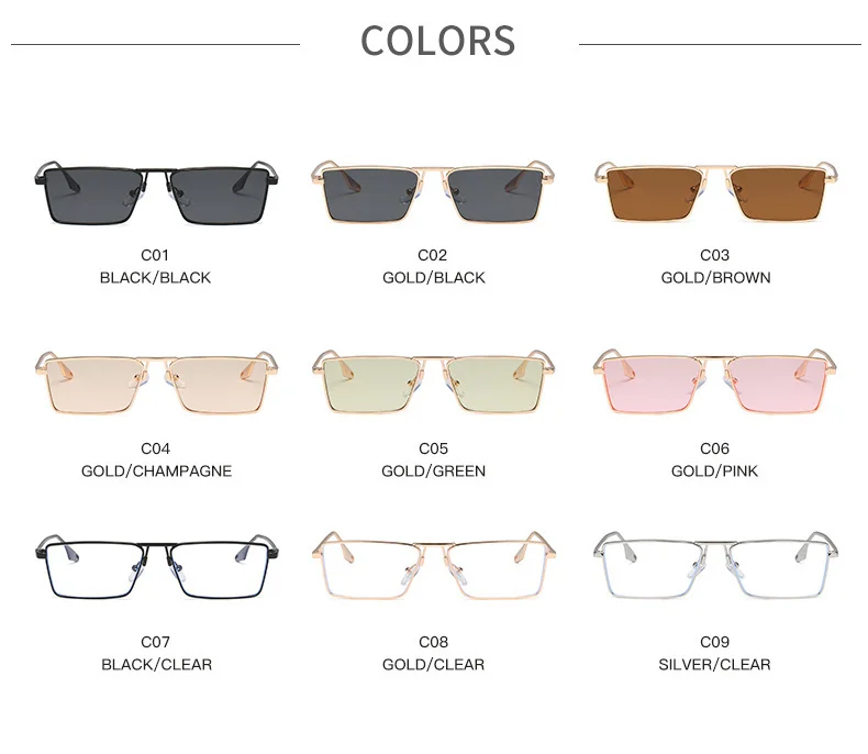 Multiple colors available PC Retro Square Sunglasses - Korean Style Aviator Glasses / $2.38 per pair (Wholesale Price) - Details 1