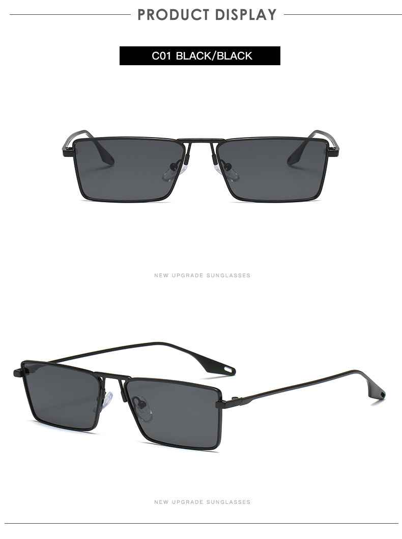 Multiple colors available PC Retro Square Sunglasses - Korean Style Aviator Glasses / $2.38 per pair (Wholesale Price) - Details 3