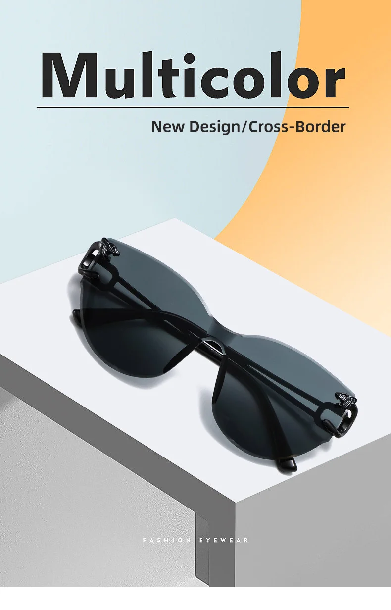 Leopard Print, Gradient Frameless Frameless Leopard Print Sunglasses - Trendy UV Protection / $1.03 per pair (Wholesale Price) - View 2