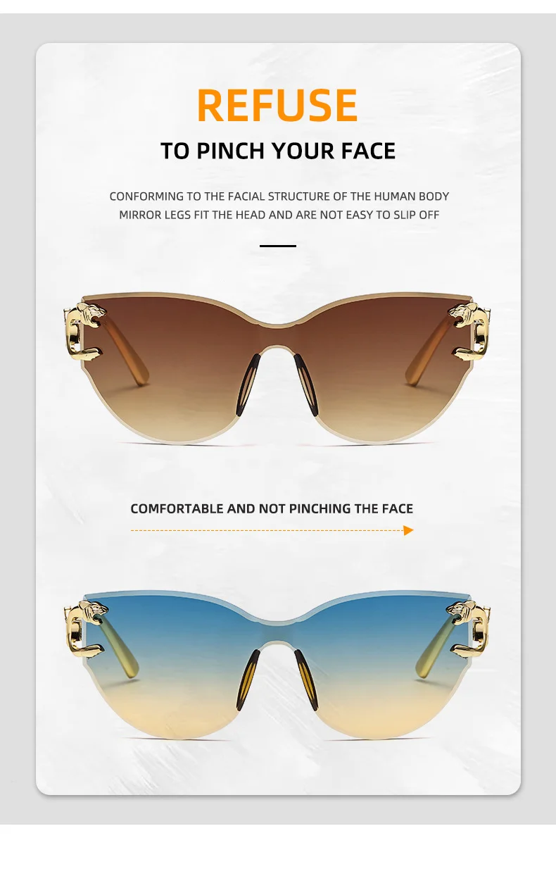 Leopard Print, Gradient Frameless Frameless Leopard Print Sunglasses - Trendy UV Protection / $1.03 per pair (Wholesale Price) - View 4