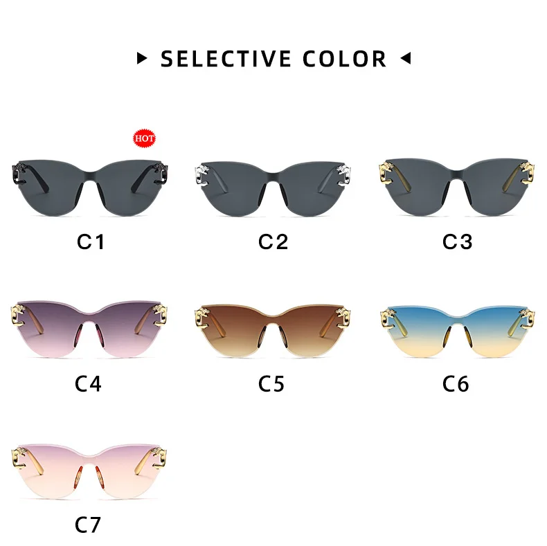 Leopard Print, Gradient Frameless Frameless Leopard Print Sunglasses - Trendy UV Protection / $1.03 per pair (Wholesale Price) - Details 3