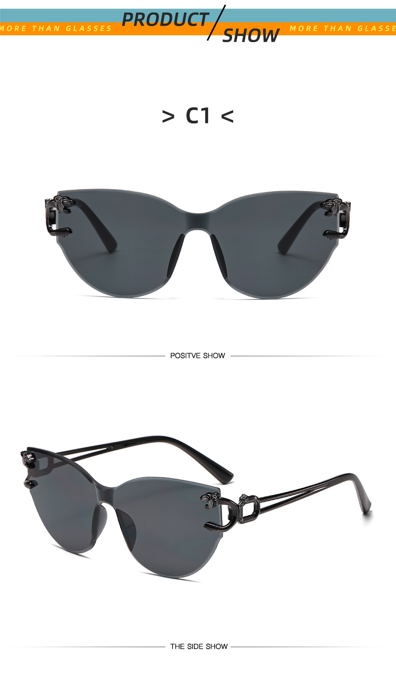 Leopard Print, Gradient Frameless Frameless Leopard Print Sunglasses - Trendy UV Protection / $1.03 per pair (Wholesale Price) - Details 4