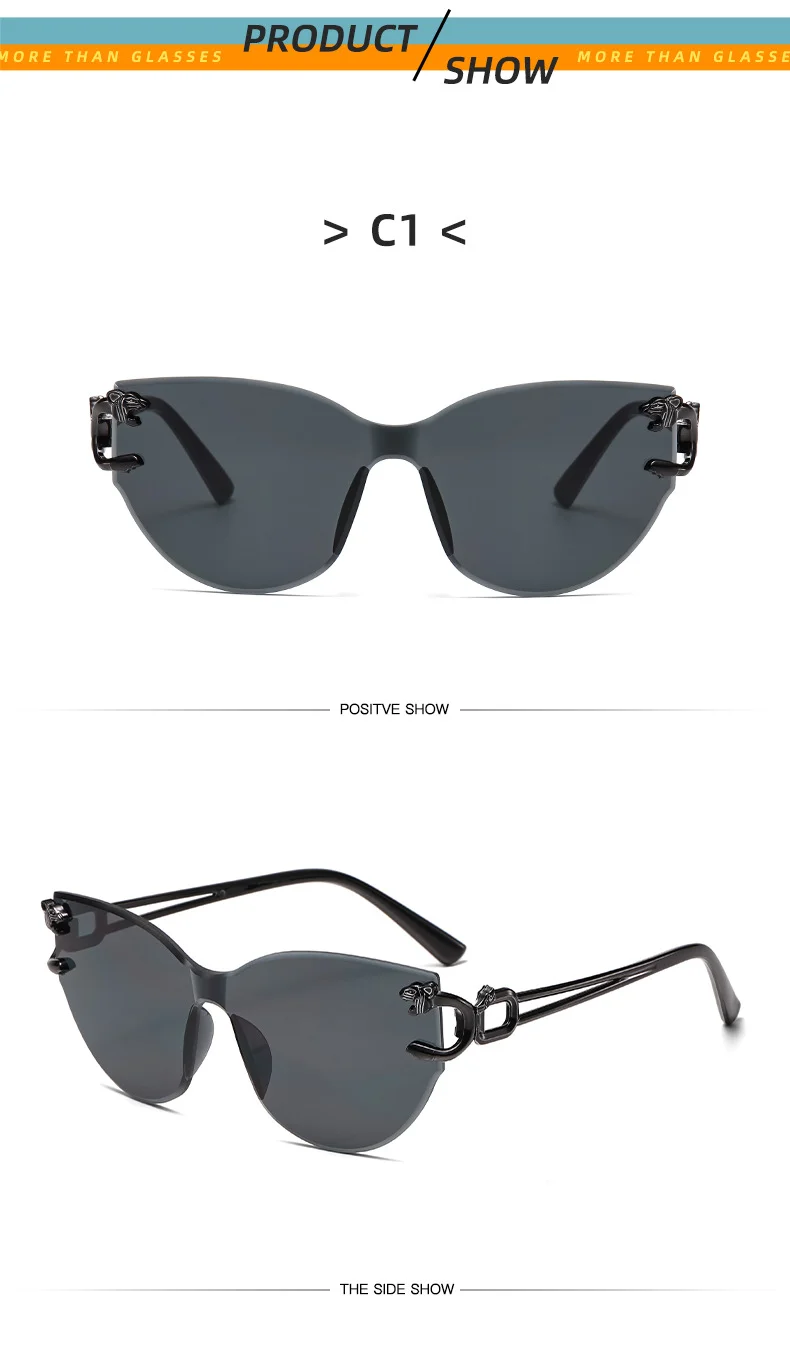 Leopard Print, Gradient Frameless Frameless Leopard Print Sunglasses - Trendy UV Protection / $1.03 per pair (Wholesale Price) - Details 4