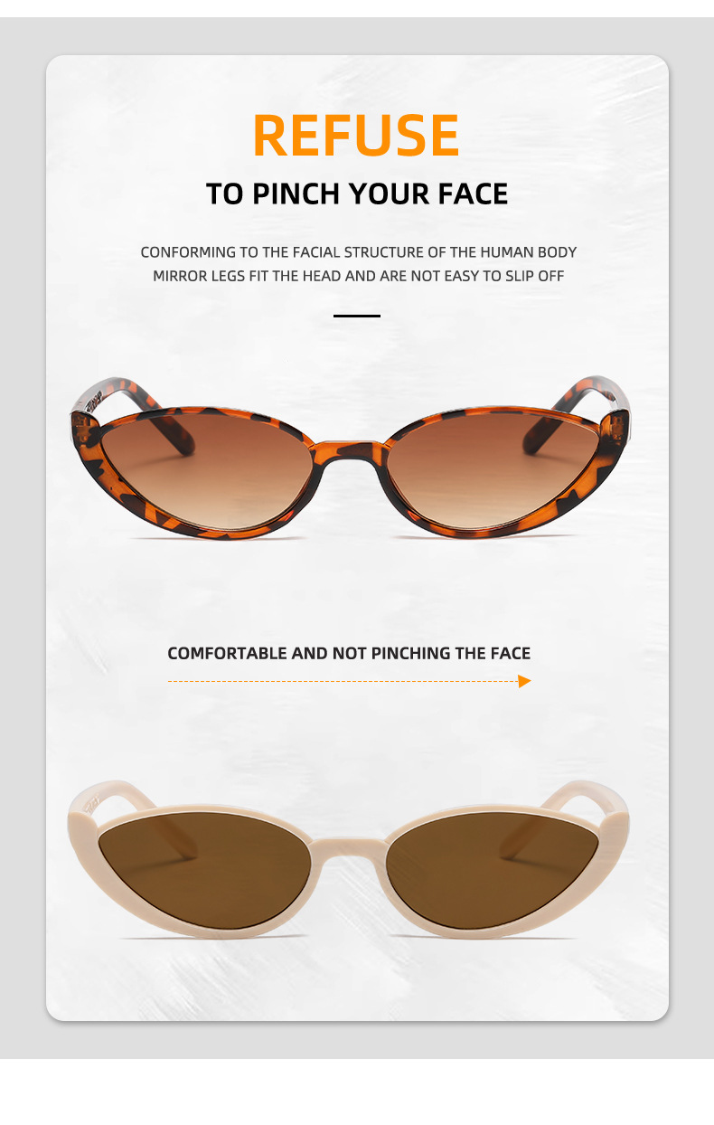 Multiple colors available PC Cat-Eye Small Frame Sunglasses - Y2K Street Style / $0.72 per pair (Wholesale Price) - Details 2
