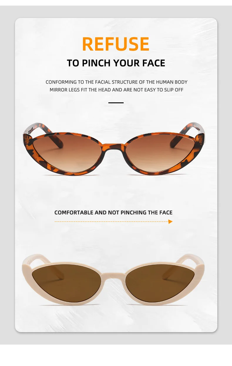 Multiple colors available PC Cat-Eye Small Frame Sunglasses - Y2K Street Style / $0.72 per pair (Wholesale Price) - Details 2