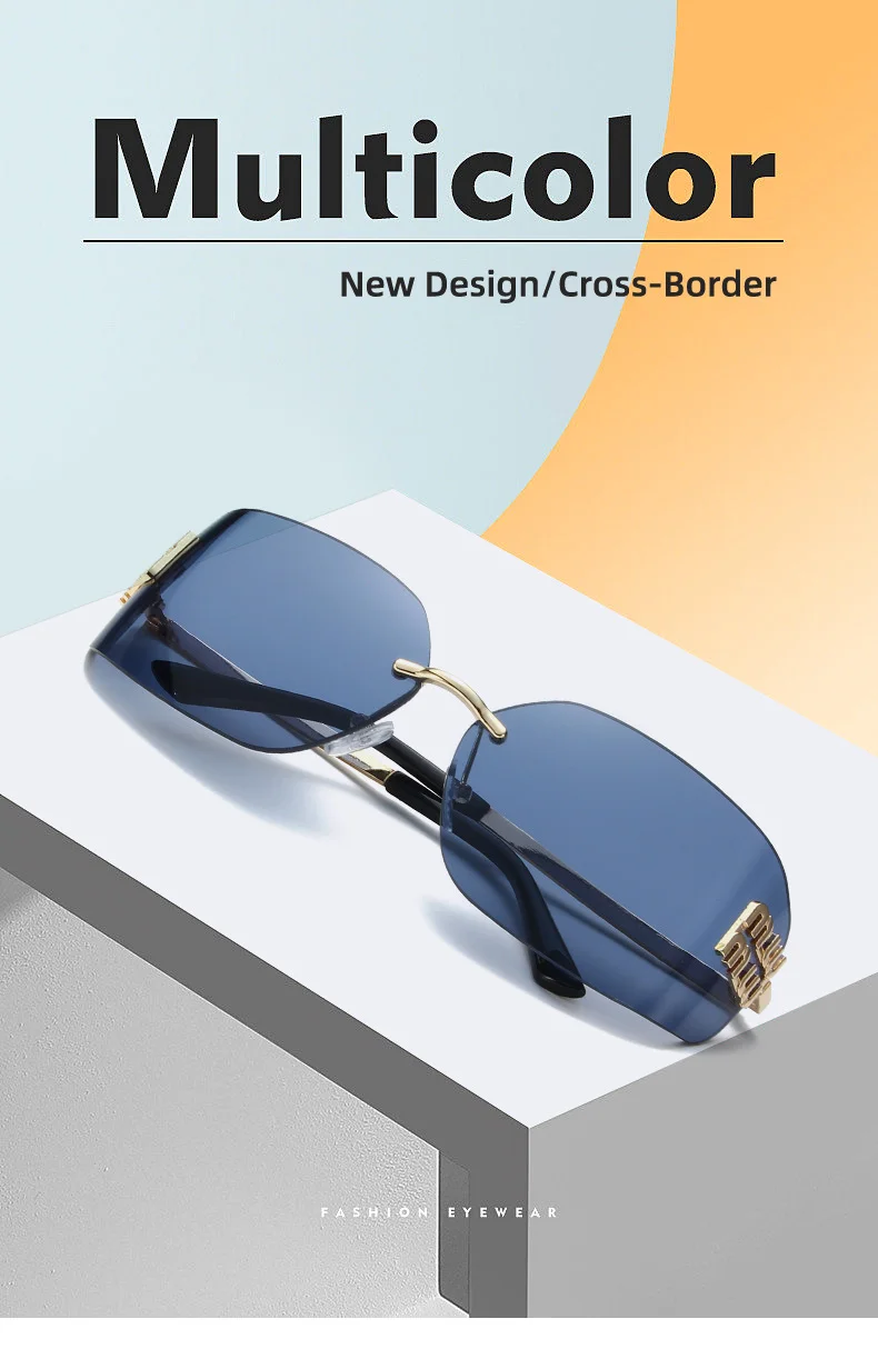 Multiple colors available PC Retro Round-Square Sunglasses - High-End Letter Decor / $1.97 per pair (Wholesale Price) - View 4