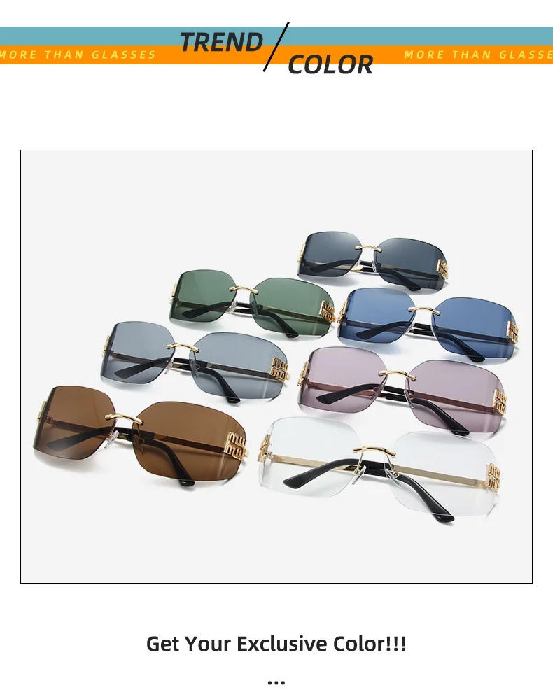 Multiple colors available PC Retro Round-Square Sunglasses - High-End Letter Decor / $1.97 per pair (Wholesale Price) - Details 4