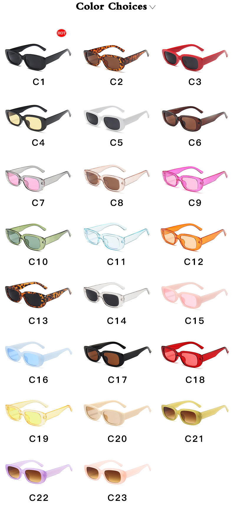 Jelly colors PC Small Frame Sunglasses - Trendy Jelly Colors for Street Style / $0.52 per pair (Wholesale Price) - Details 2