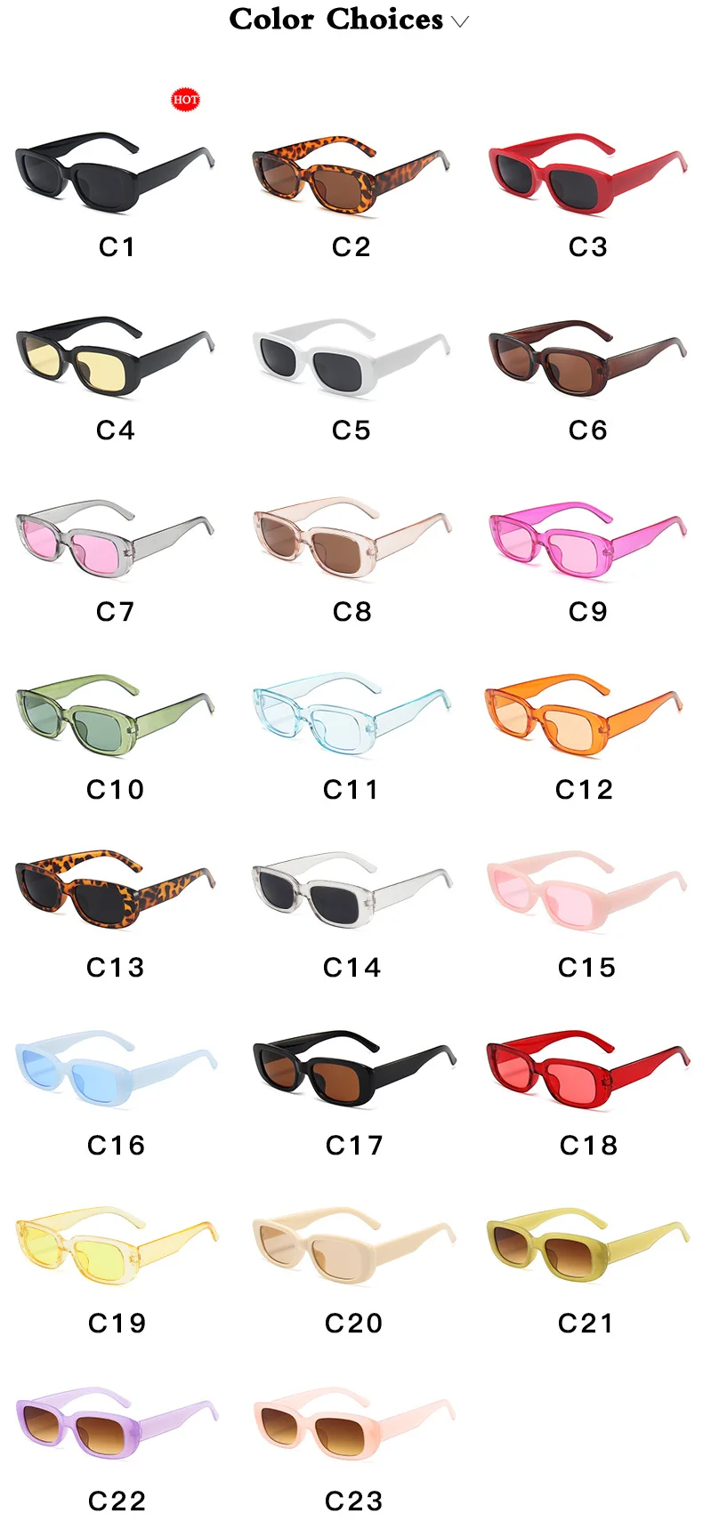 Jelly colors PC Small Frame Sunglasses - Trendy Jelly Colors for Street Style / $0.52 per pair (Wholesale Price) - Details 2