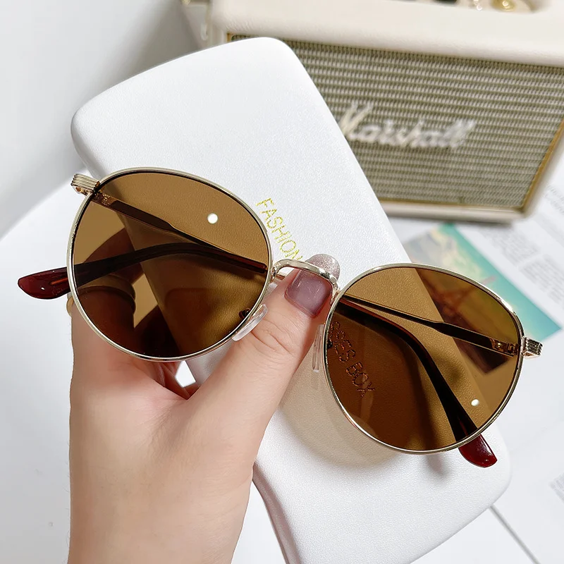 Ocean lens Metal Metal Frame Oval Sunglasses - Trendy Ocean Lens / $1.14 per pair (Wholesale Price) - View 2